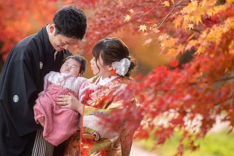 パパママの和装前撮りと七五三セット大阪城プラン【衣裳(色打掛か白無垢+紋付)+データ100カット】※衣裳アップ料金なし
