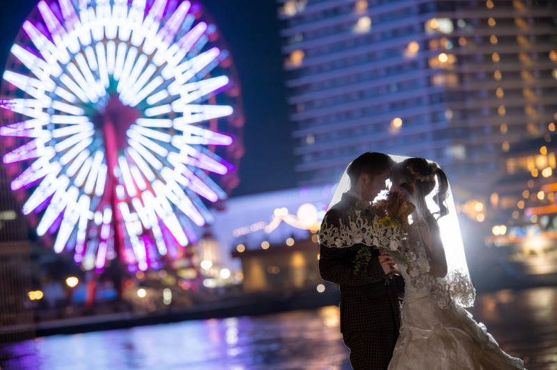 洋装前撮り神戸港ナイトフォトプラン【ドレス&タキシード+データ100カット】※衣裳アップグレード料金なし