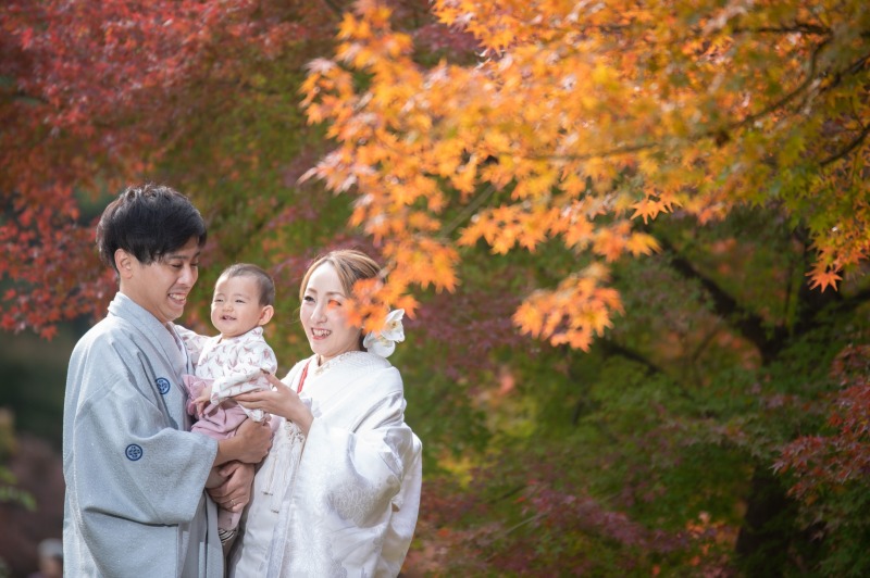 パパママの和装前撮りと七五三セット大阪城プラン【衣裳(色打掛か白無垢+紋付)+データ100カット】※衣裳アップ料金なし