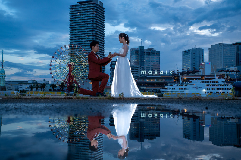 神戸森林植物園から神戸港夜景ナイトロケセットプラン【ドレス＆タキシード＋データ100カット】※衣裳アップグレード料金なし