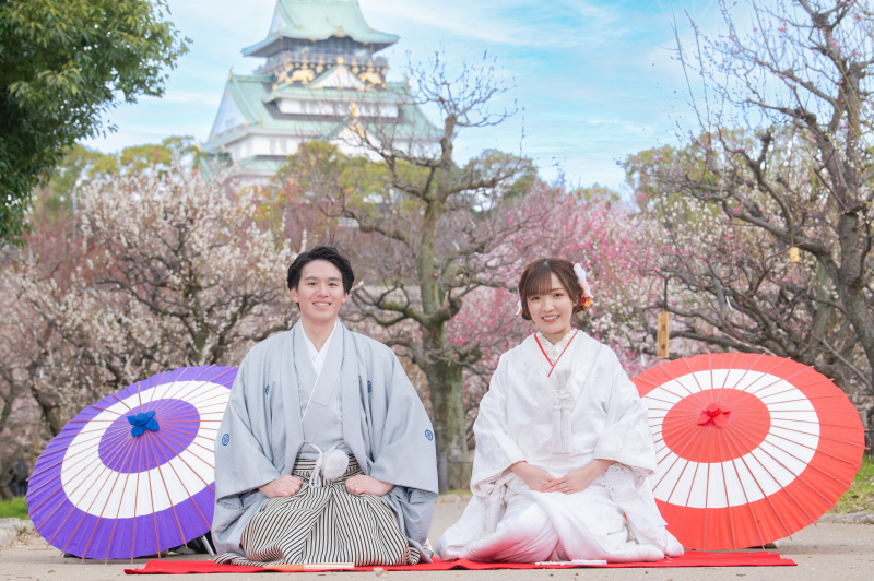 和装2点大阪城(白無垢&色打掛)→洋装ビーチと夜景【和洋装衣裳込み+データ300カット】※衣裳アップ料金なし