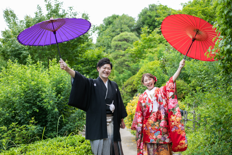 番傘を使っての記念ショット☆