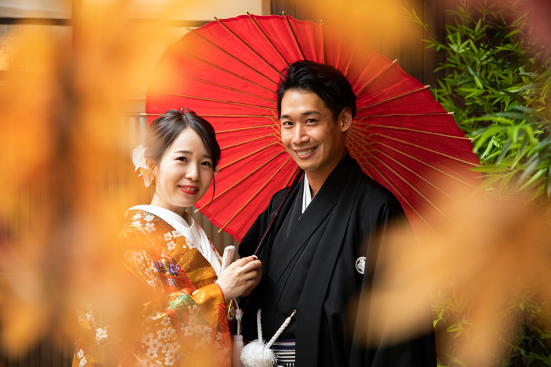 お庭で紅葉と！