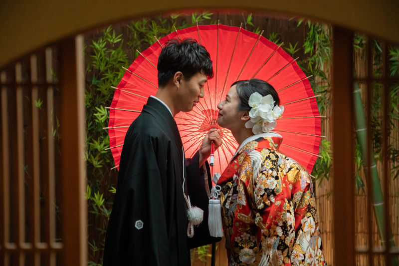 丸窓×格子×番傘