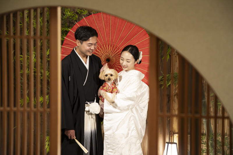 和装でもペットと一緒に撮影！