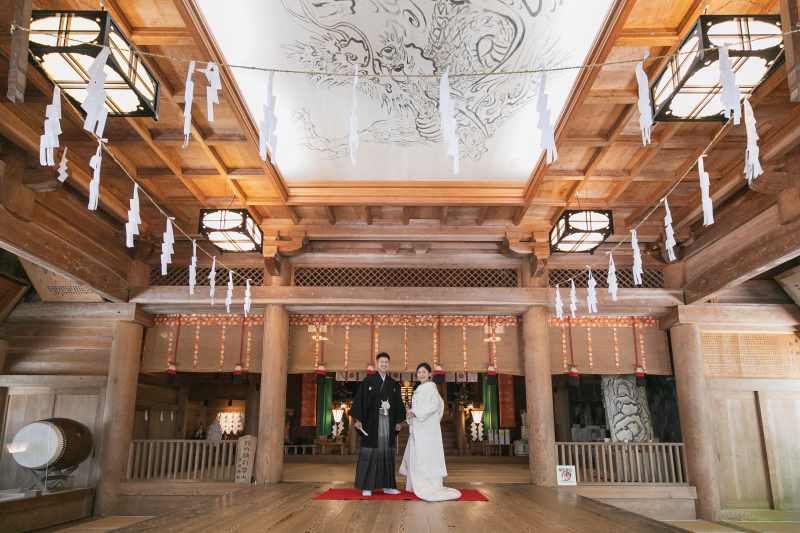 中社神前にて祈祷の後撮影開始