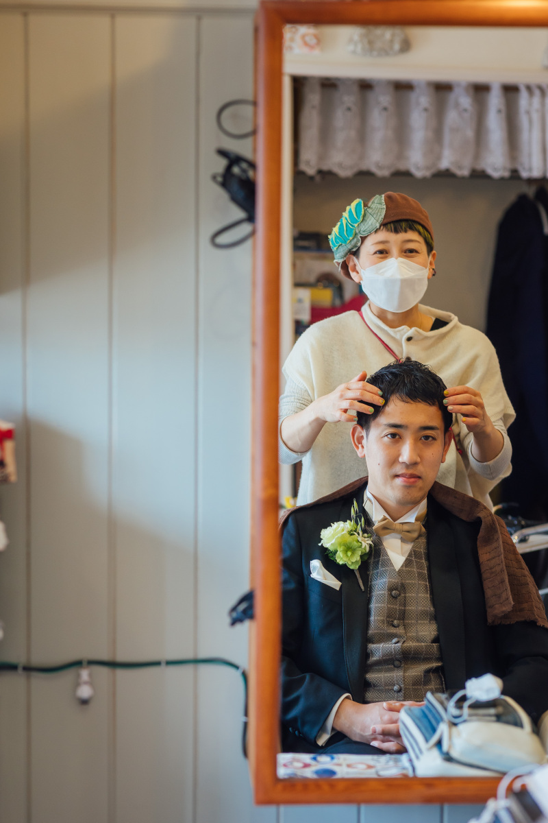 桜とりんごの花でフォトウエディング