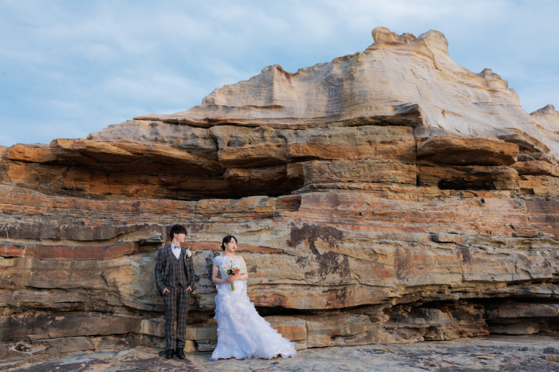 《白良浜＆千畳敷》洋装ロケーション│白浜の人気撮影スポット2ヶ所でウエディングフォト