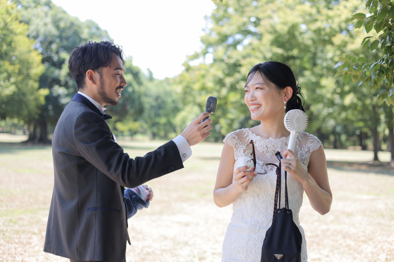 撮影前は涼んでから…！