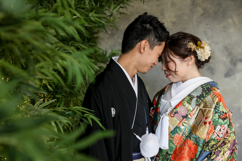 竹林と共に撮影