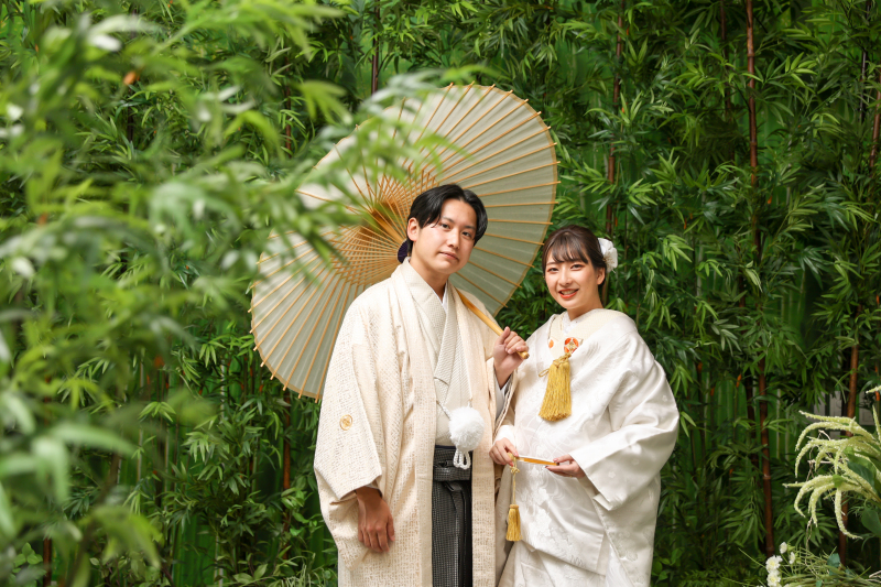 白と緑のコントラスト