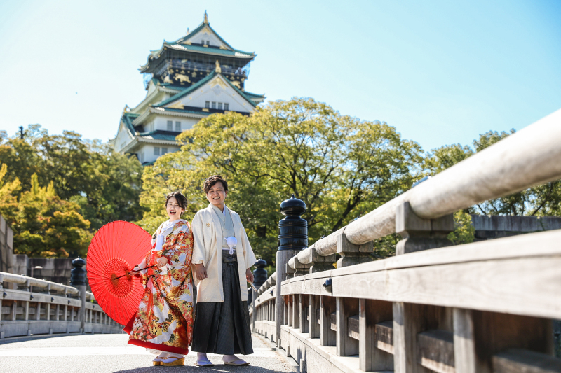 お城をバックに撮影!