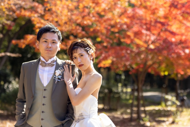紅葉と一緒に