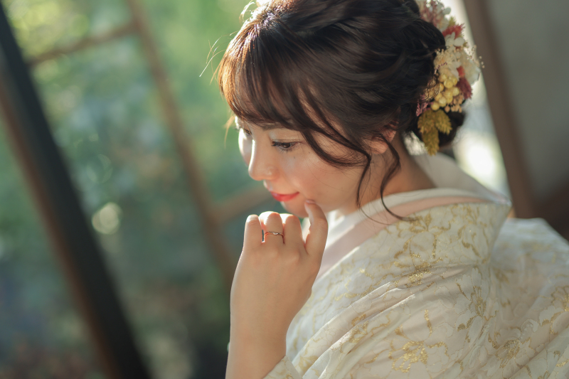 綺麗な光と綺麗な新婦さま