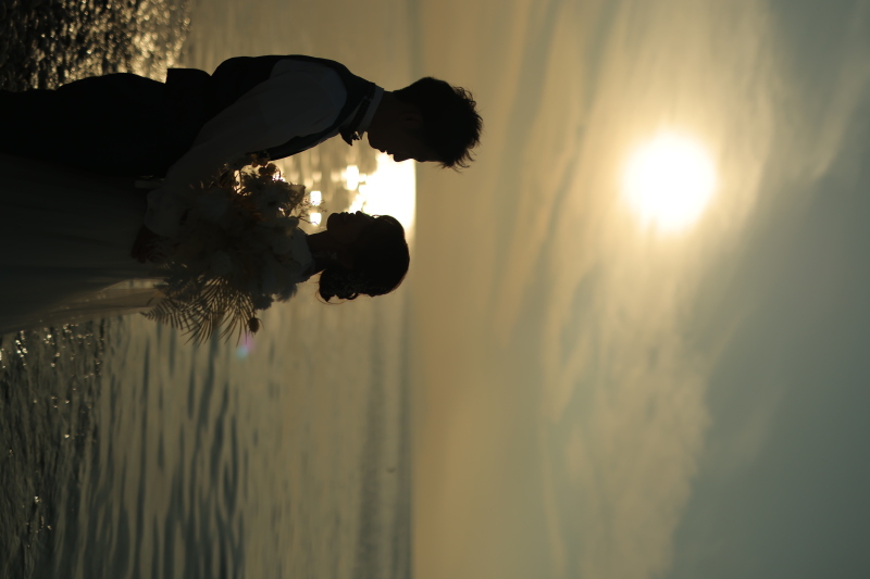 綺麗な夕日と綺麗な海