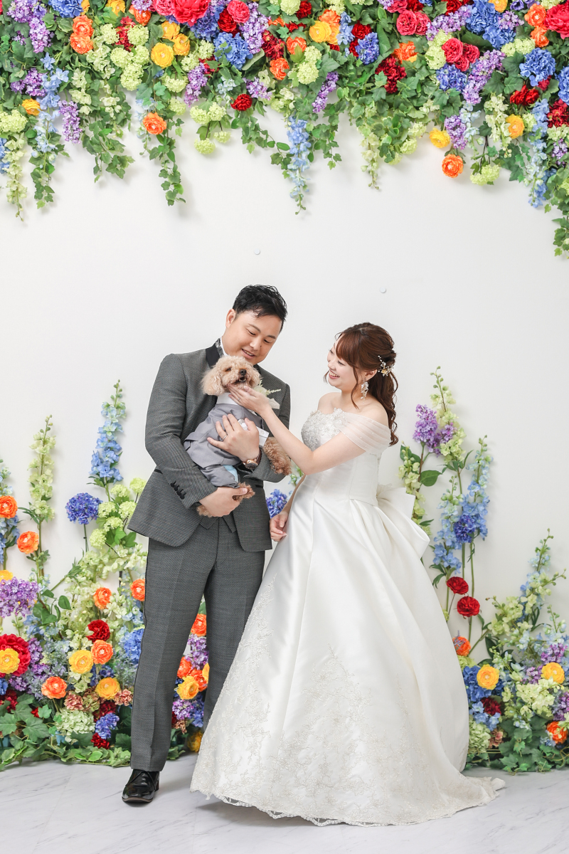 ドレス撮影ではワンちゃん登場！