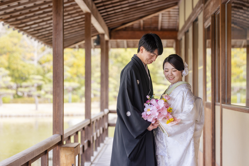 ブーケを持って