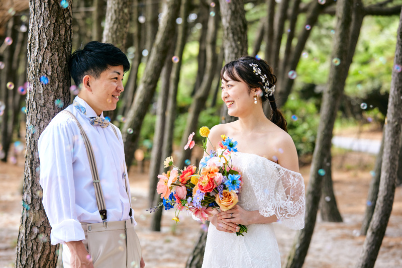 しゃぼん玉を使って