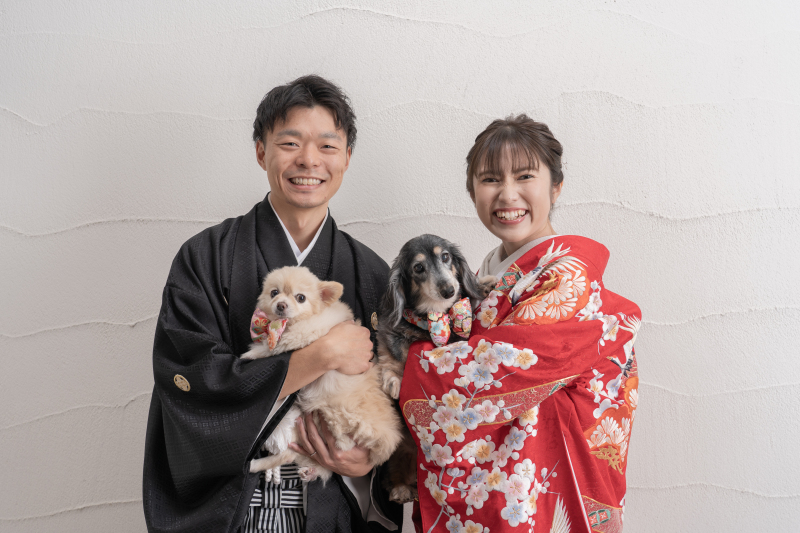 大切な家族と一緒のフォトウェディング　＊洋装＆和装　スタジオ2着プラン＊