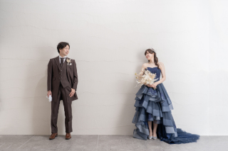 ☆ネイビーのカラードレス☆　和装＆洋装　スタジオ2着プラン