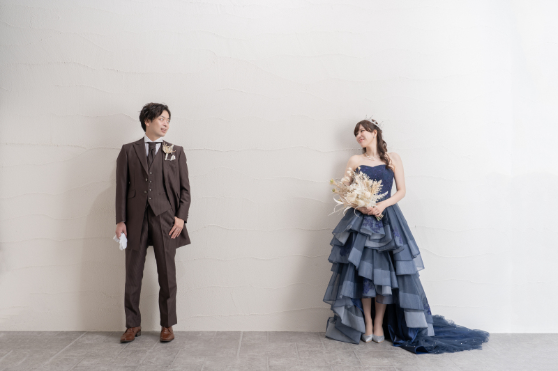 ☆ネイビーのカラードレス☆ 和装&洋装 スタジオ2着プラン