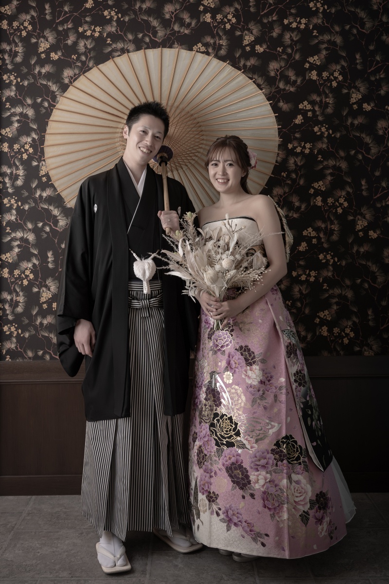 ブーケも持って華やかに