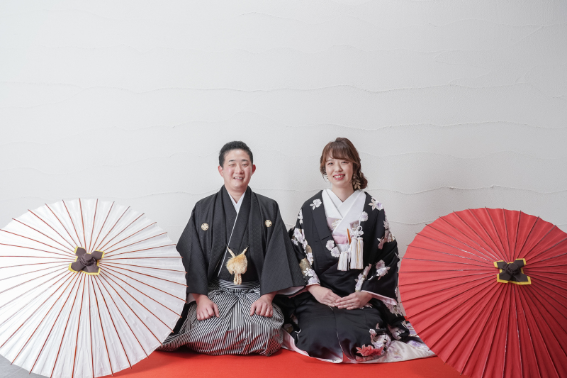 番傘を使って、正座ショット