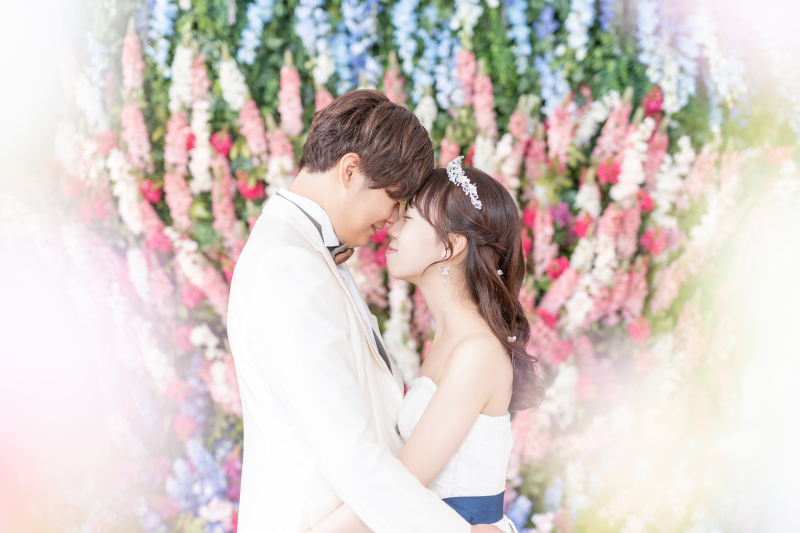 おでこを合わせて