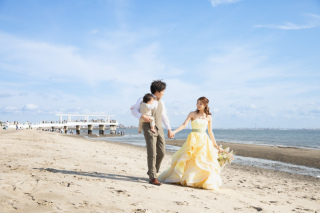 いなげの浜でのファミリーフォト ＊洋装＆和装　スタジオ＆ロケ撮影プラン＊