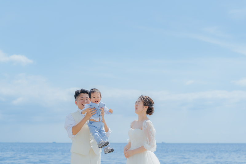 稲毛海浜公園にて、ファミリーフォトウエディング♪　＊洋装1着　ロケ撮影プラン＊