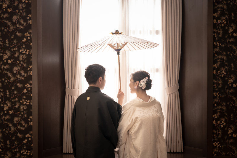 番傘を使ってロマンチックに