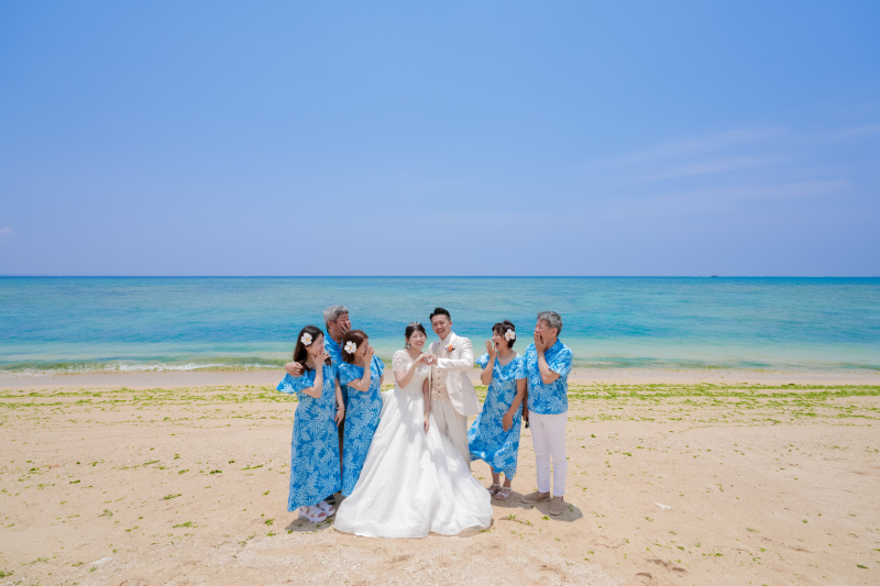 家族と一緒にリゾートフォト