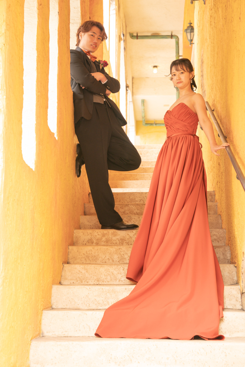 アプリコットドレスで街へ