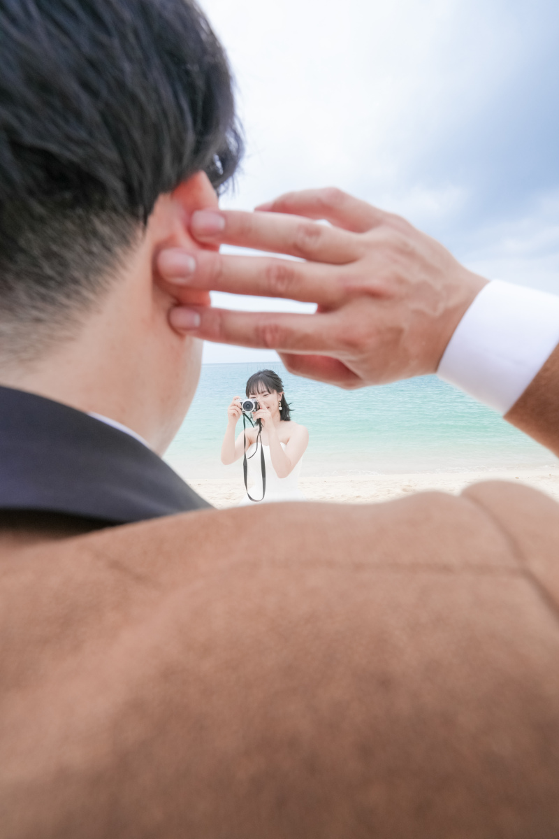 カメラマンごっこでお互いを撮り合う