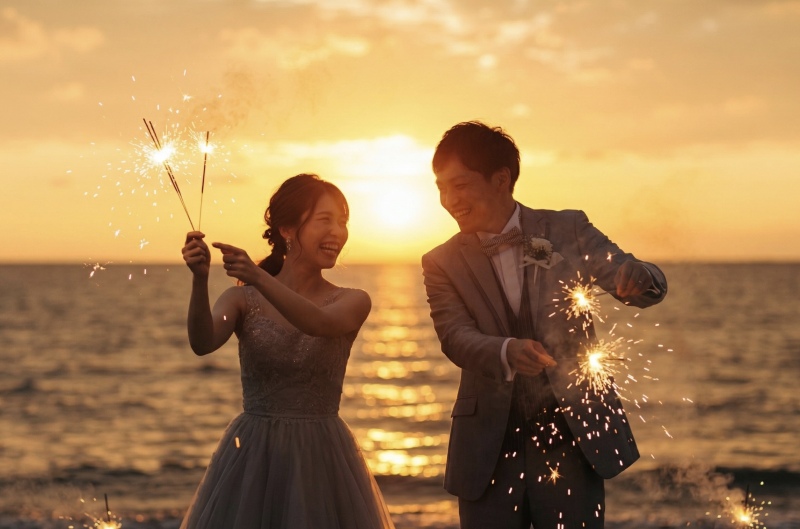 【5月〜6月限定】ロケ地2ヶ所/サンセット花火撮影プラン♪ムービー&ドローン撮影込み♪(&yen;86,400)