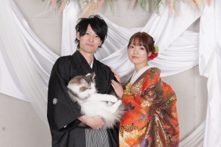猫ちゃんと一緒に和装ロケーション撮影♪♪