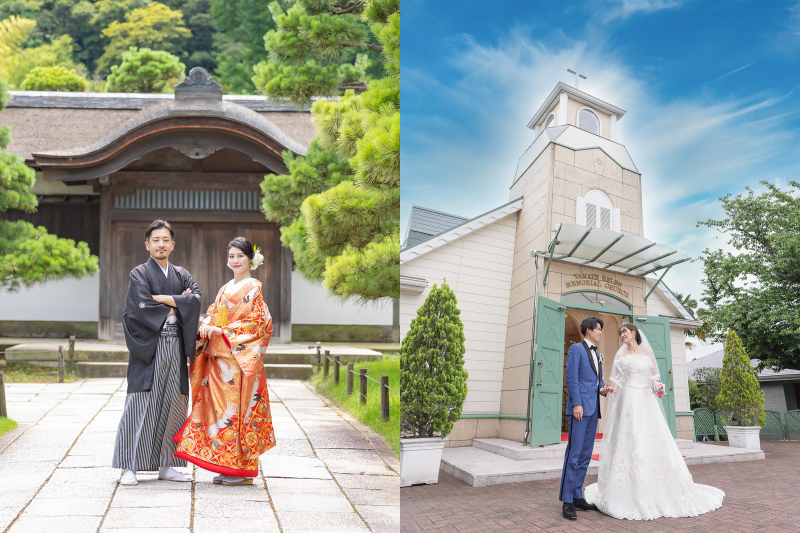 ㉓【三渓園✕チャペル✕横浜ストリート】★和装&洋装ロケの豪華ハイブリッド撮影★7大特典付★衣装追加料・ロケ地申請料・移動費ナシ!