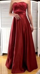 <ローズプラン>ボルドーレッド　ゴージャスサテンドレス
