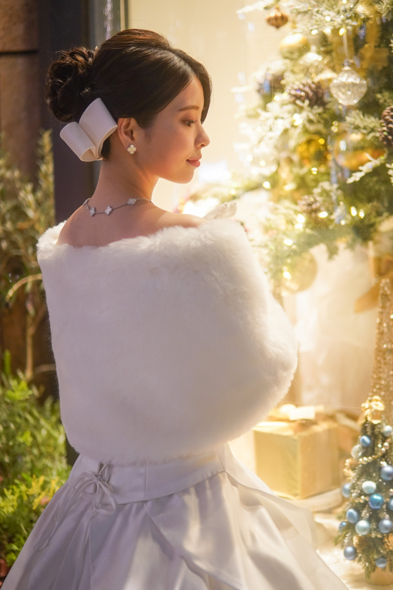 クラシックな印象のリボンボンネ