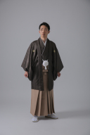 チャコールグレー×ベージュ無地