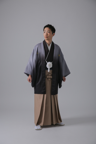 グレーグラデーション×ベージュ無地