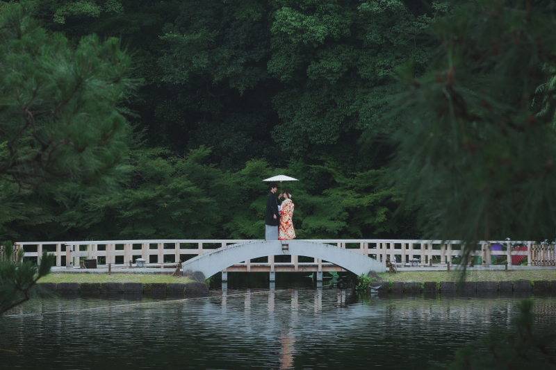 日本庭園で撮影