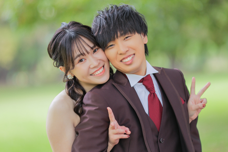 公園での笑顔の絶えない撮影