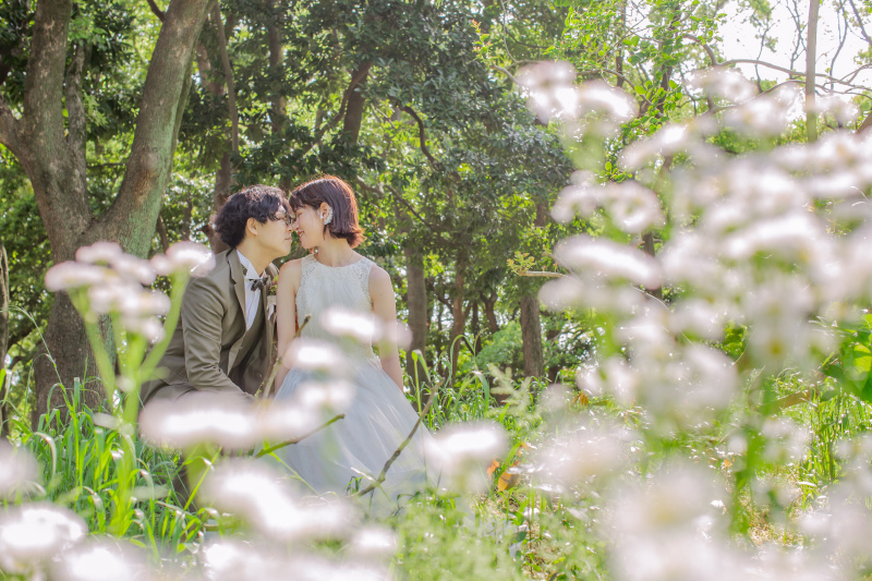 お花越しの