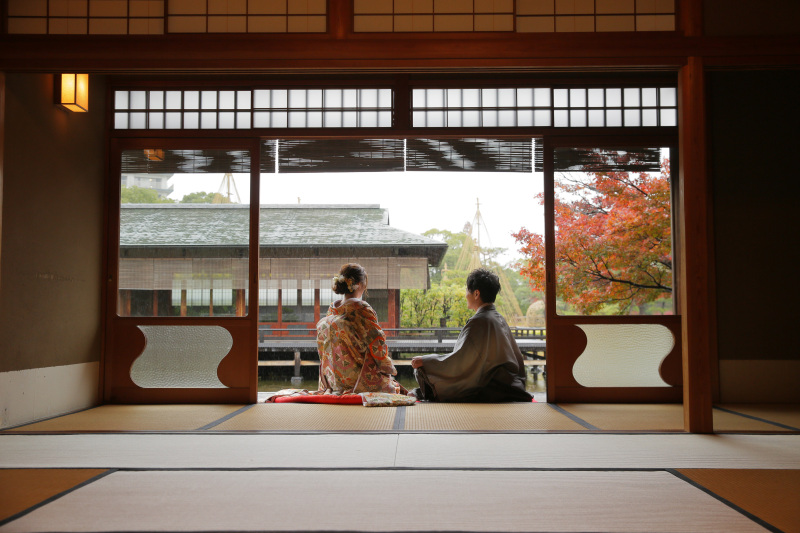 お茶室の中から