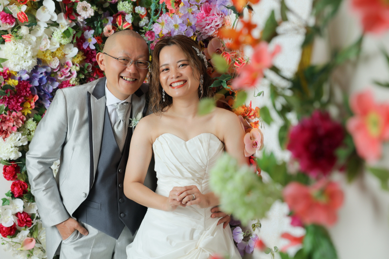 お花に囲まれて