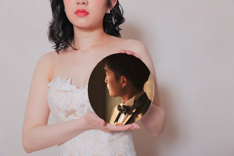 鏡を使って、、