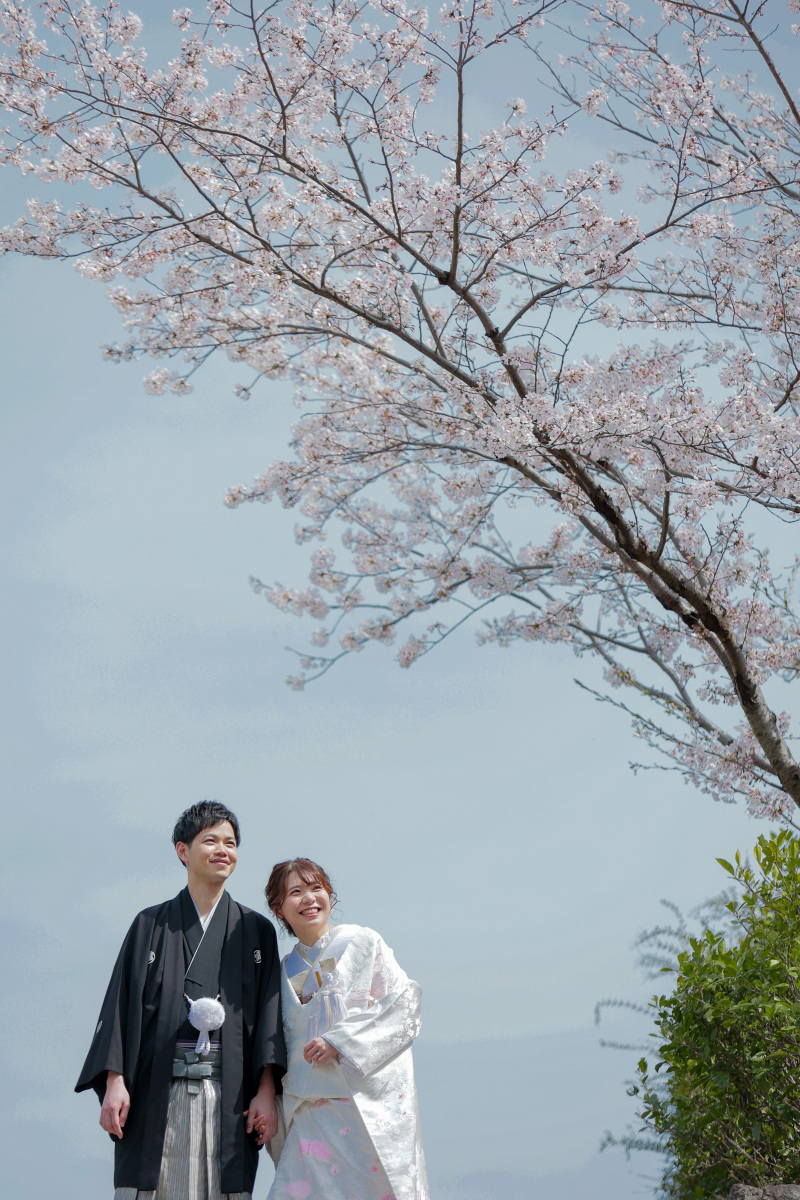 桜とおふたりの笑顔！