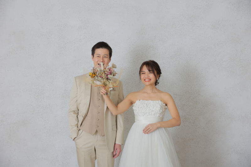 ブーケでお顔隠し