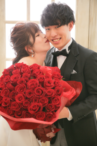 お持ち込みのバラと...♡